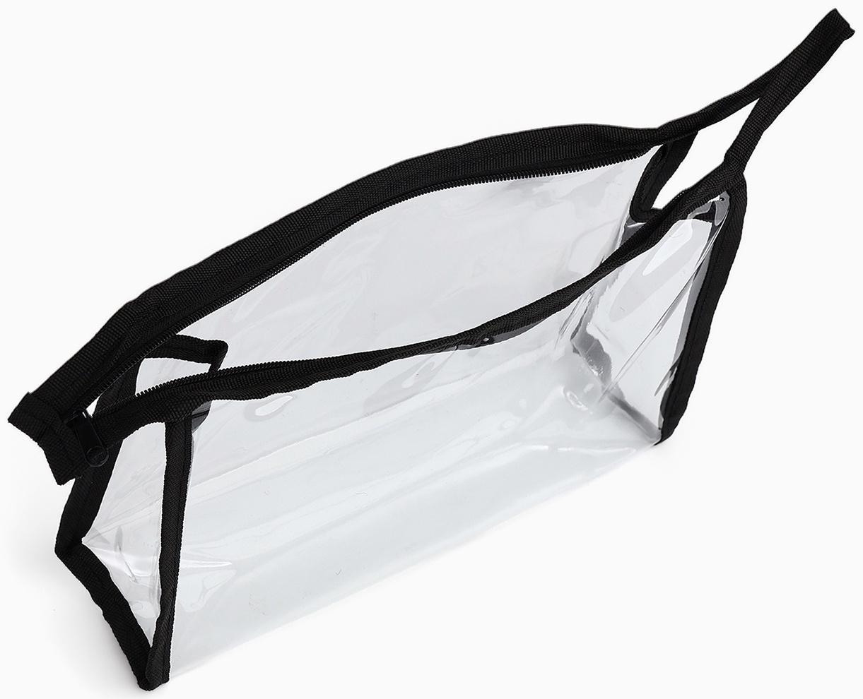 Набор простых косметичек на молниях 2 в 1, с надписями, чёрный