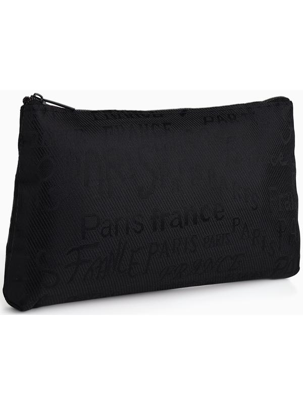 Набор простых косметичек на молниях 2 в 1, с надписями, чёрный