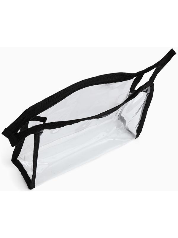 Набор простых косметичек на молниях 2 в 1, с надписями, чёрный