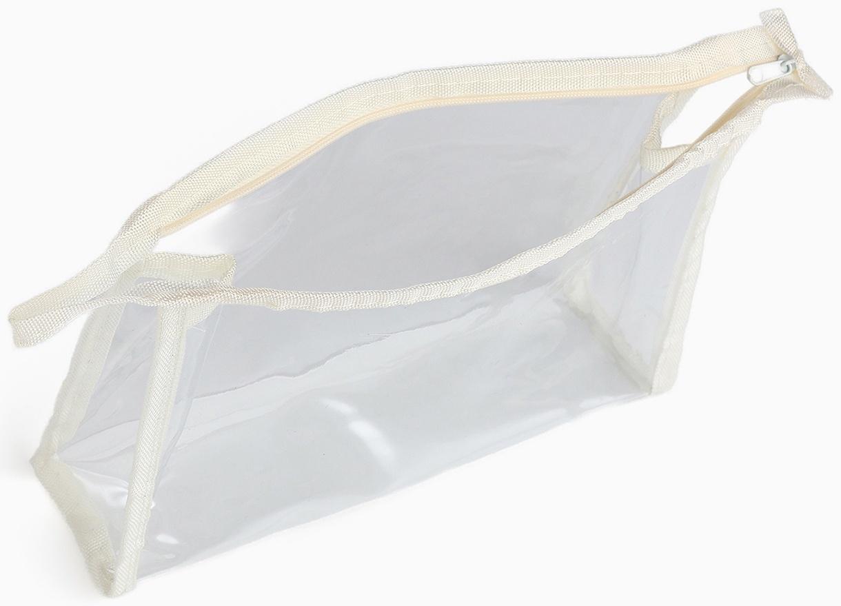 Набор простых косметичек на молниях 2 в 1, с надписями, белый