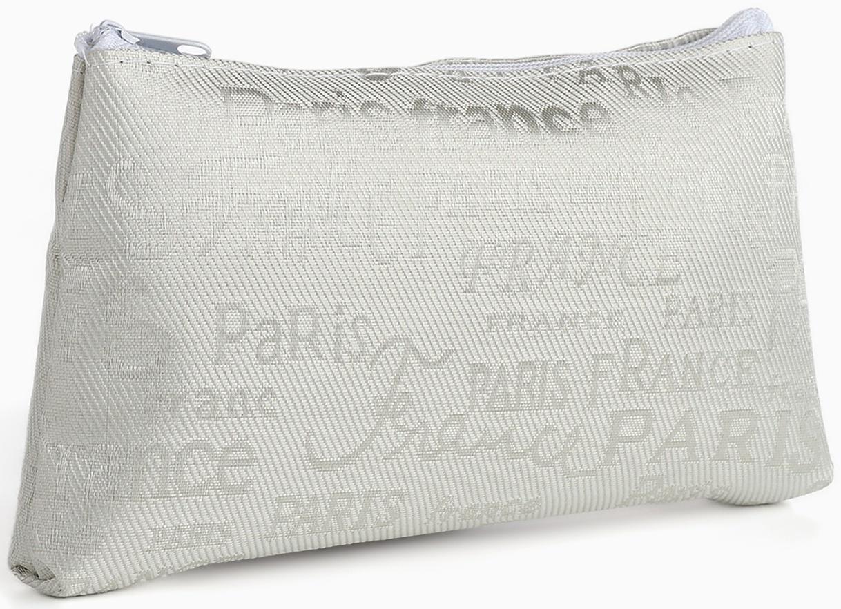 Набор простых косметичек на молниях 2 в 1, с надписями, белый