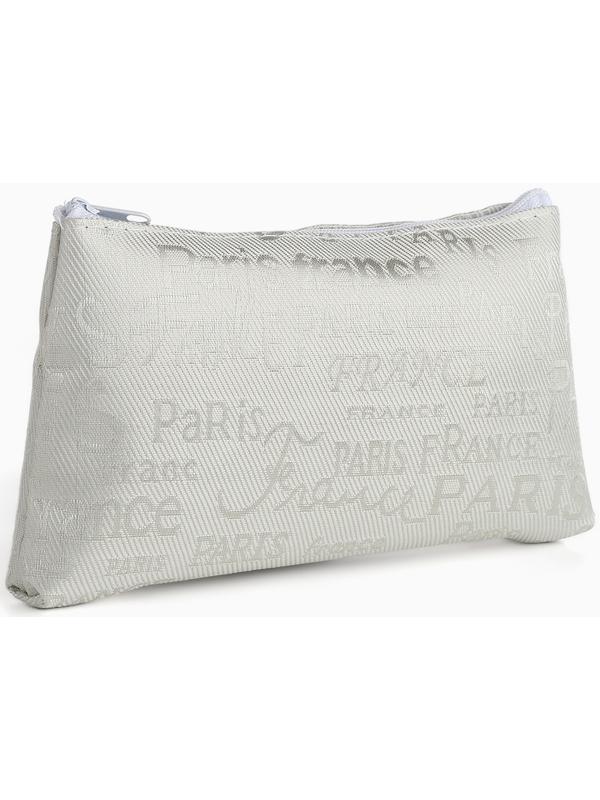 Набор простых косметичек на молниях 2 в 1, с надписями, белый