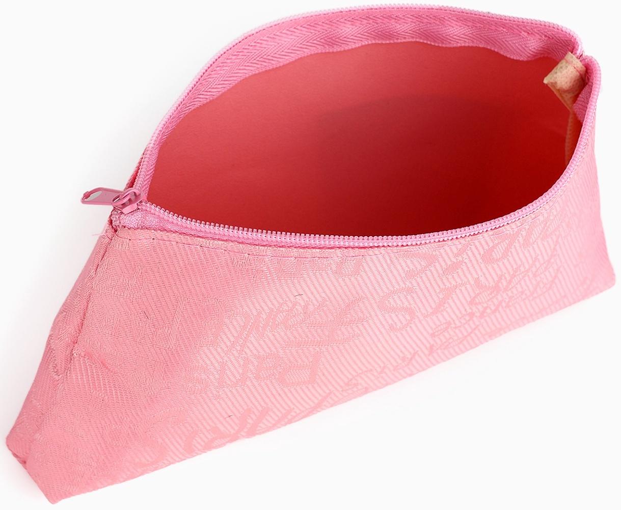 Набор простых косметичек на молниях 2 в 1, с надписями, розовый
