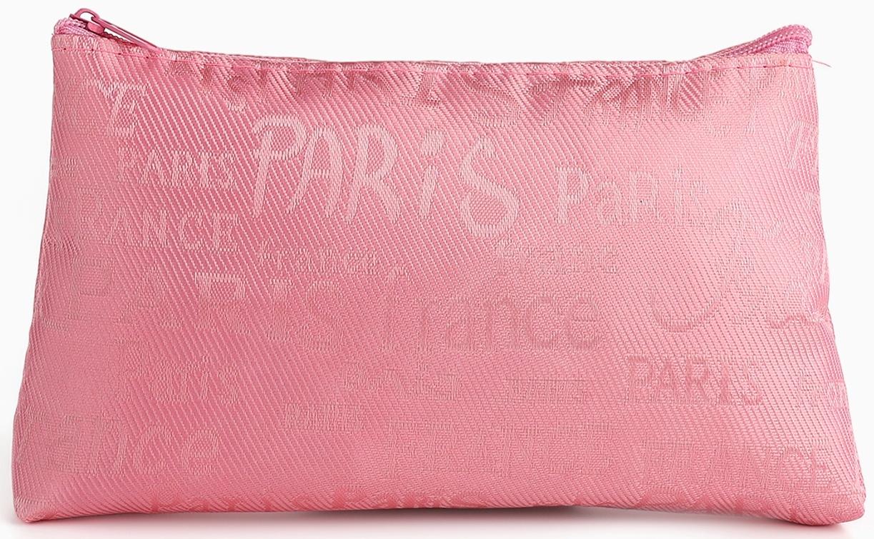 Набор простых косметичек на молниях 2 в 1, с надписями, розовый