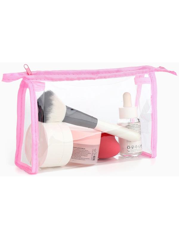 Набор простых косметичек на молниях 2 в 1, с надписями, розовый
