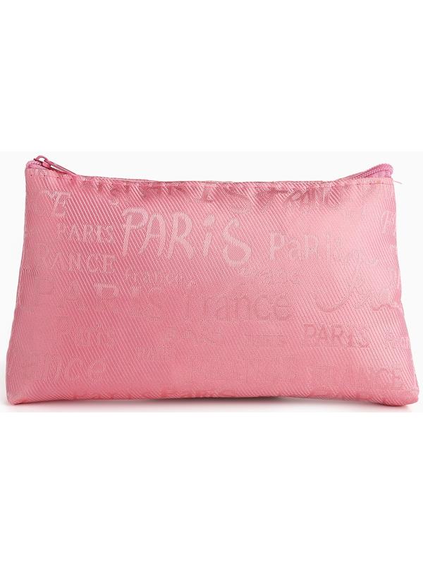 Набор простых косметичек на молниях 2 в 1, с надписями, розовый