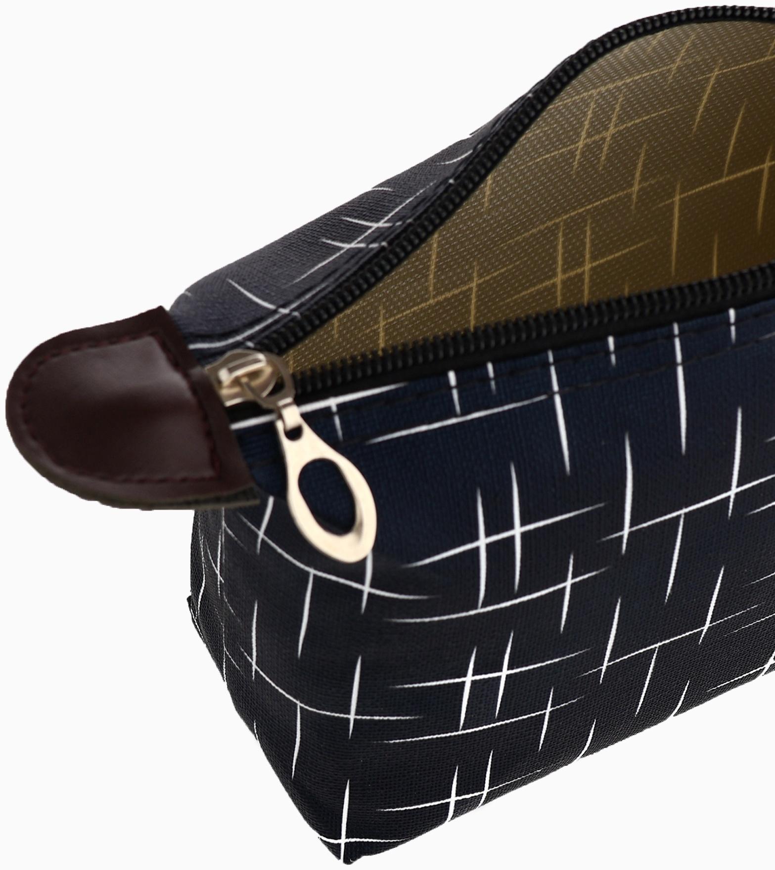 Косметичка простая на молнии, с принтом «Мерцание», тёмно-синяя