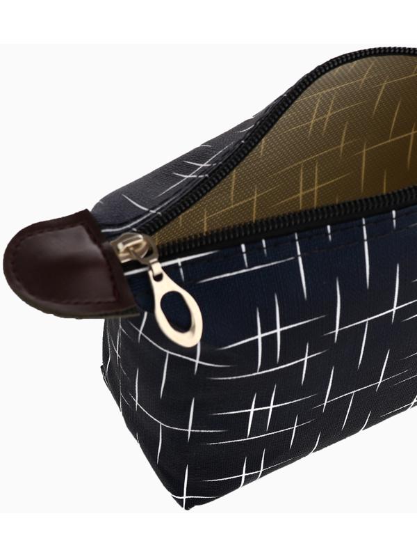 Косметичка простая на молнии, с принтом «Мерцание», тёмно-синяя