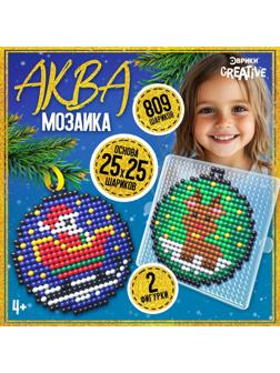Аквамозаика «Шары с Дедом Морозом и оленёнком», 2 фигурки, 809 шариков