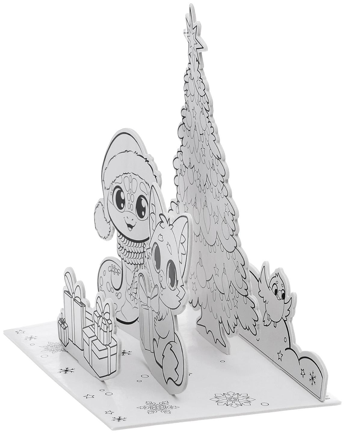 Набор для творчества 3 в 1 «3D раскраска: Весёлый праздник», 6 деталей