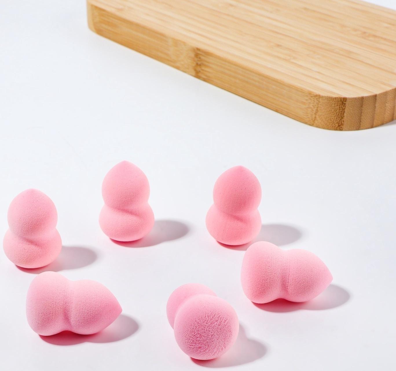 Спонжи для макияжа, набор - 5 шт, увеличиваются при намокании, цвет розовый