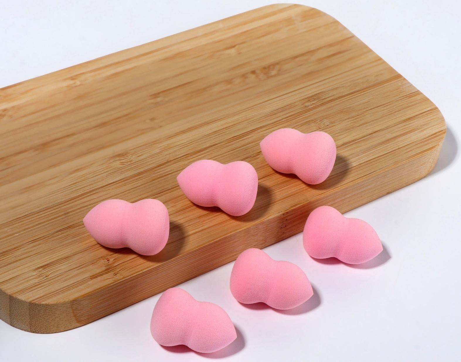 Спонжи для макияжа, набор - 5 шт, увеличиваются при намокании, цвет розовый