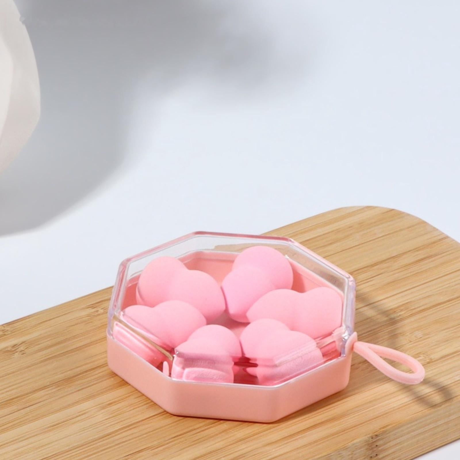 Спонжи для макияжа, набор - 5 шт, увеличиваются при намокании, цвет розовый