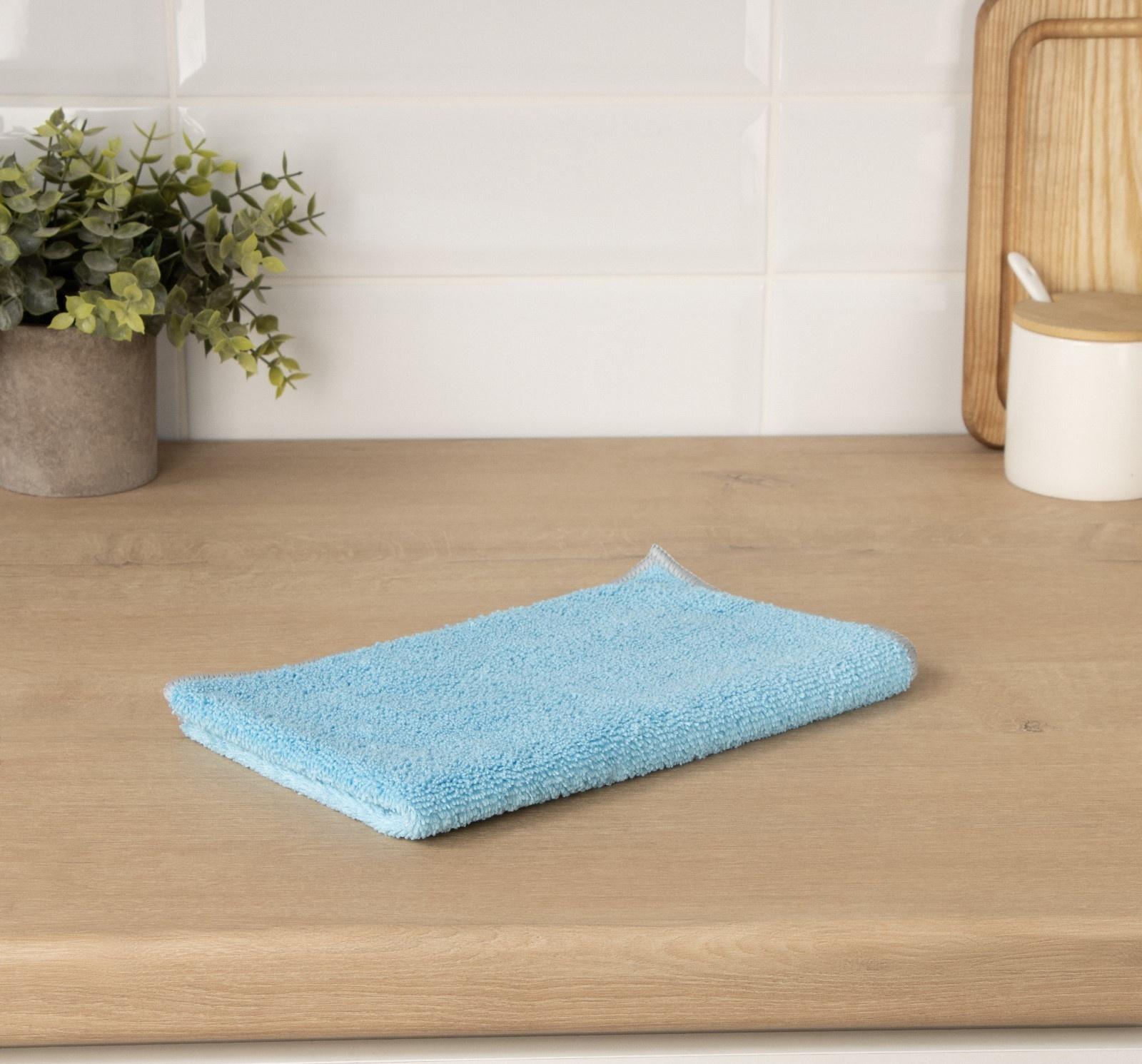 Тряпка для пола Raccoon, 250 г/м², 50×30 см, микрофибра, с оверлоком, 1 шт, голубая