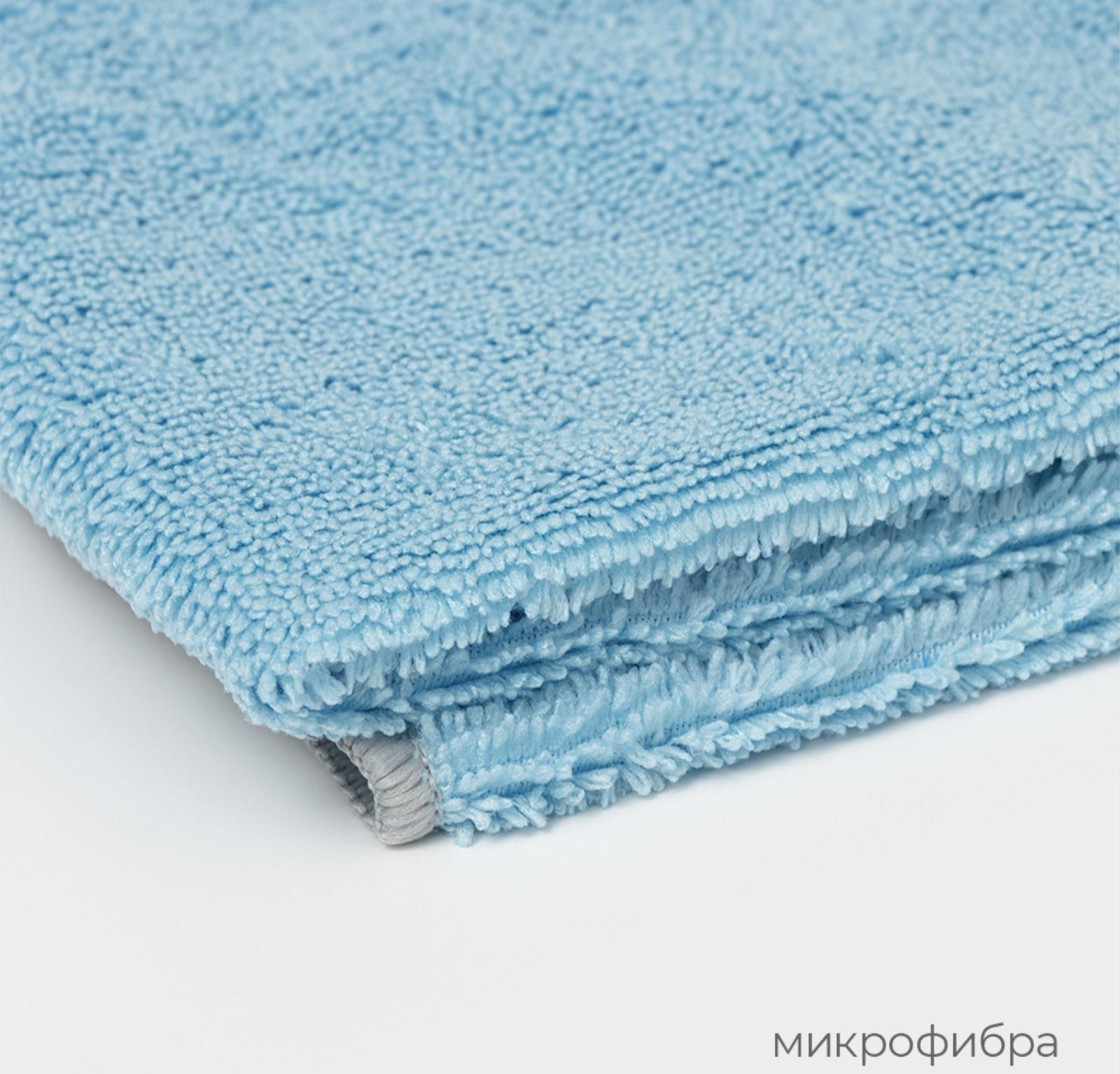 Тряпка для пола Raccoon, 250 г/м², 50×30 см, микрофибра, с оверлоком, 1 шт, голубая