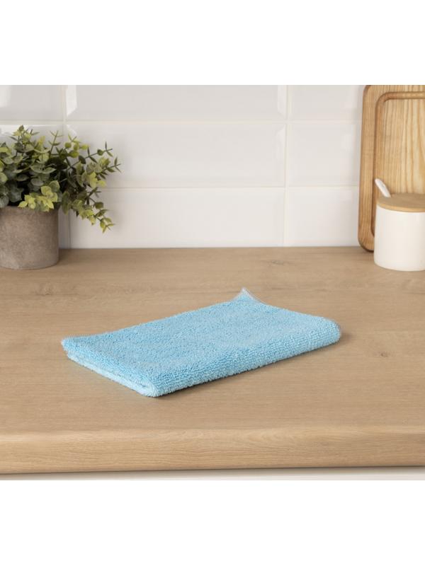 Тряпка для пола Raccoon, 250 г/м², 50×30 см, микрофибра, с оверлоком, 1 шт, голубая