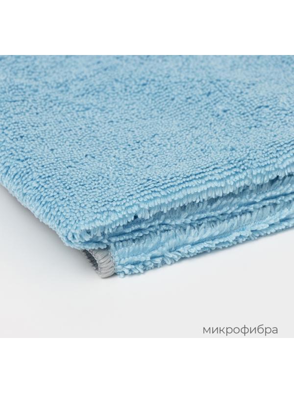 Тряпка для пола Raccoon, 250 г/м², 50×30 см, микрофибра, с оверлоком, 1 шт, голубая