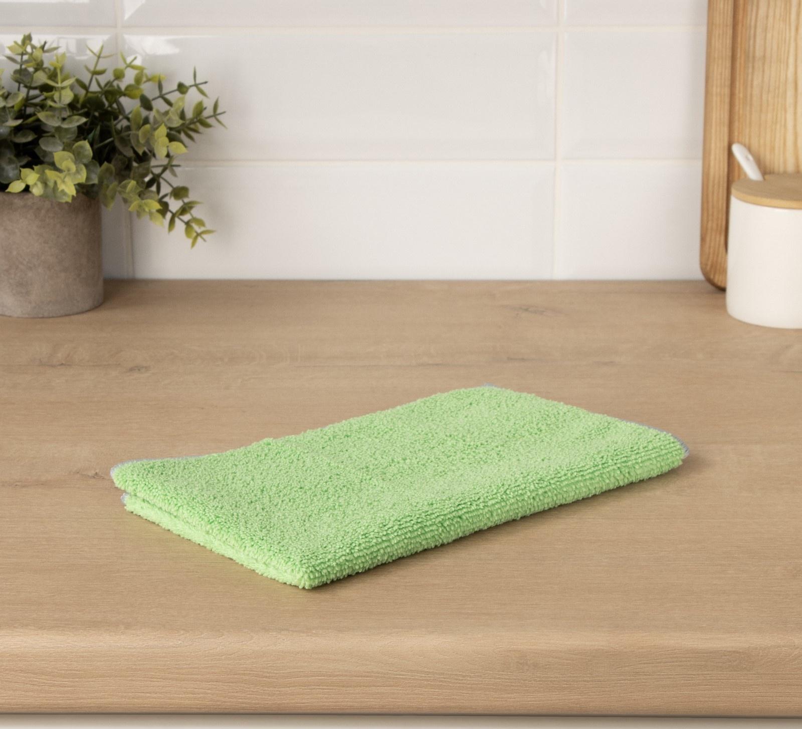 Тряпка для пола Raccoon, 250 г/м², 50×30 см, микрофибра, с оверлоком, 1 шт, зеленая