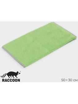 Тряпка для пола Raccoon, 250 г/м², 50×30 см, микрофибра, с оверлоком, 1 шт, зеленая