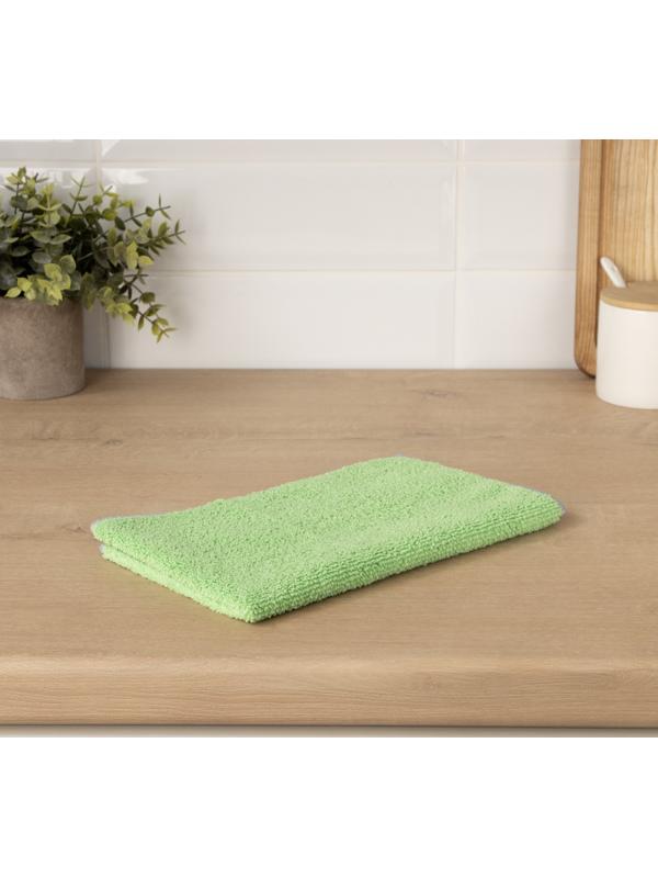 Тряпка для пола Raccoon, 250 г/м², 50×30 см, микрофибра, с оверлоком, 1 шт, зеленая