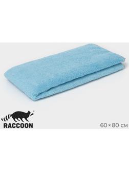 Тряпка для пола Raccoon, 250 г/м², 60×80 см, микрофибра, с оверлоком, 1 шт, голубая