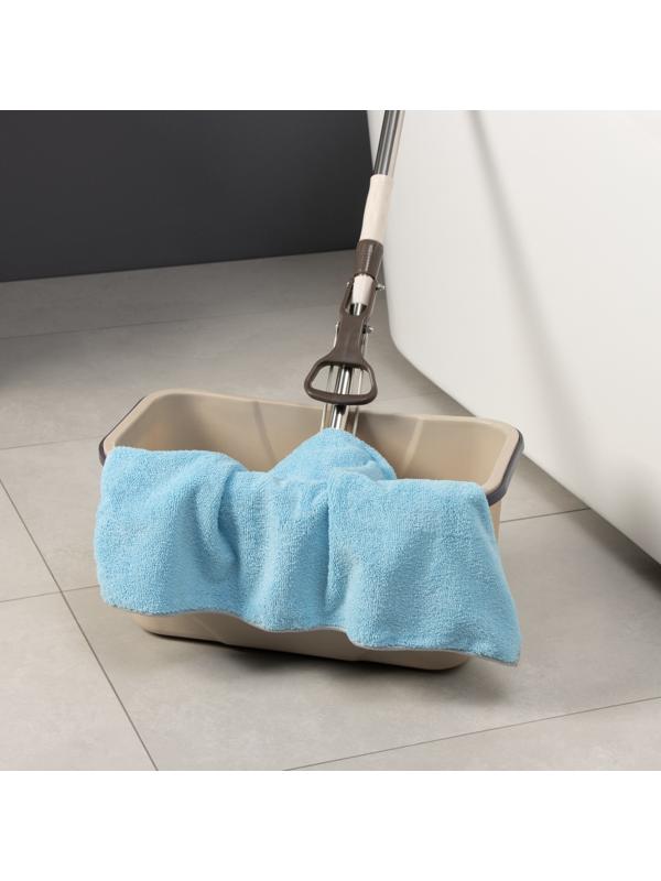 Тряпка для пола Raccoon, 250 г/м², 60×80 см, микрофибра, с оверлоком, 1 шт, голубая