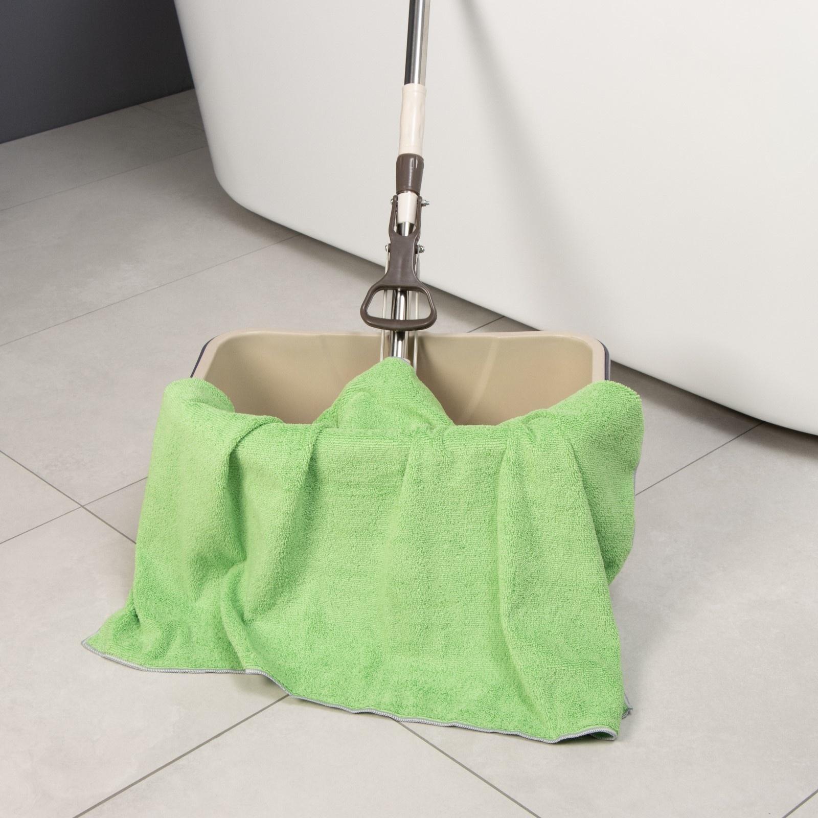 Тряпка для пола Raccoon, 250 г/м², 60×80 см, микрофибра, с оверлоком, 1 шт, зеленая