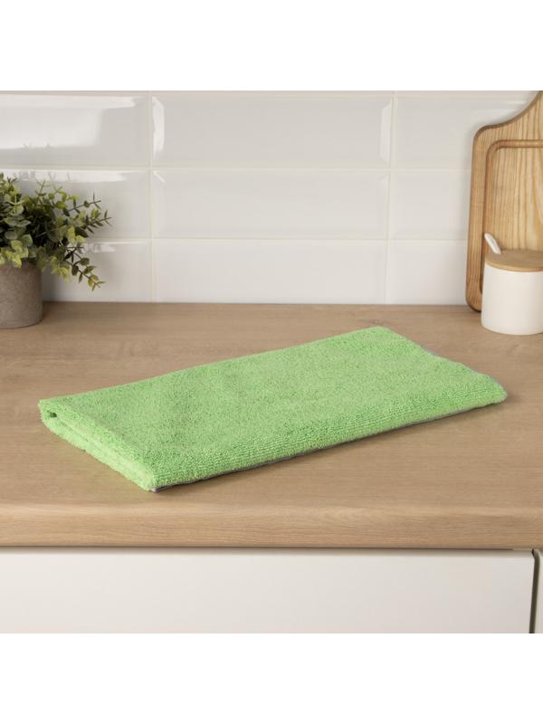 Тряпка для пола Raccoon, 250 г/м², 60×80 см, микрофибра, с оверлоком, 1 шт, зеленая