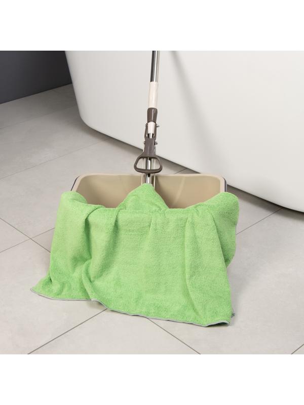 Тряпка для пола Raccoon, 250 г/м², 60×80 см, микрофибра, с оверлоком, 1 шт, зеленая