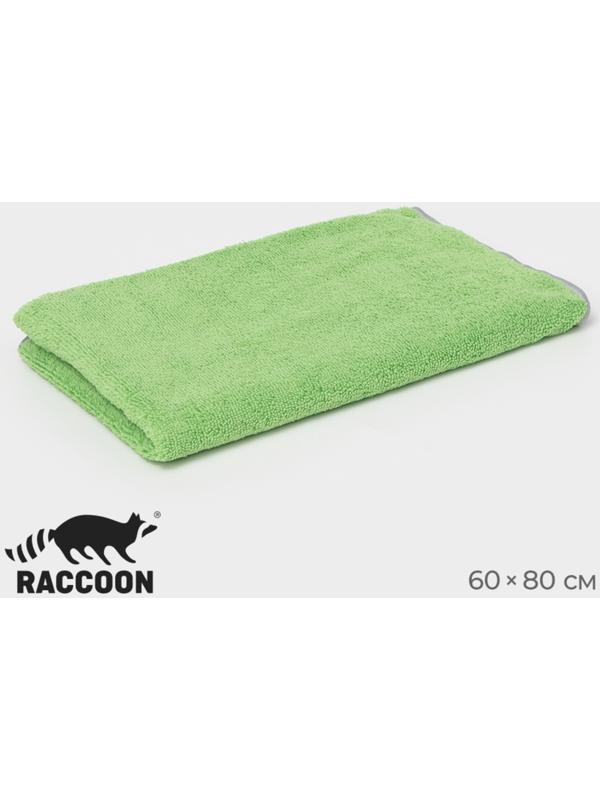 Тряпка для пола Raccoon, 250 г/м², 60×80 см, микрофибра, с оверлоком, 1 шт, зеленая