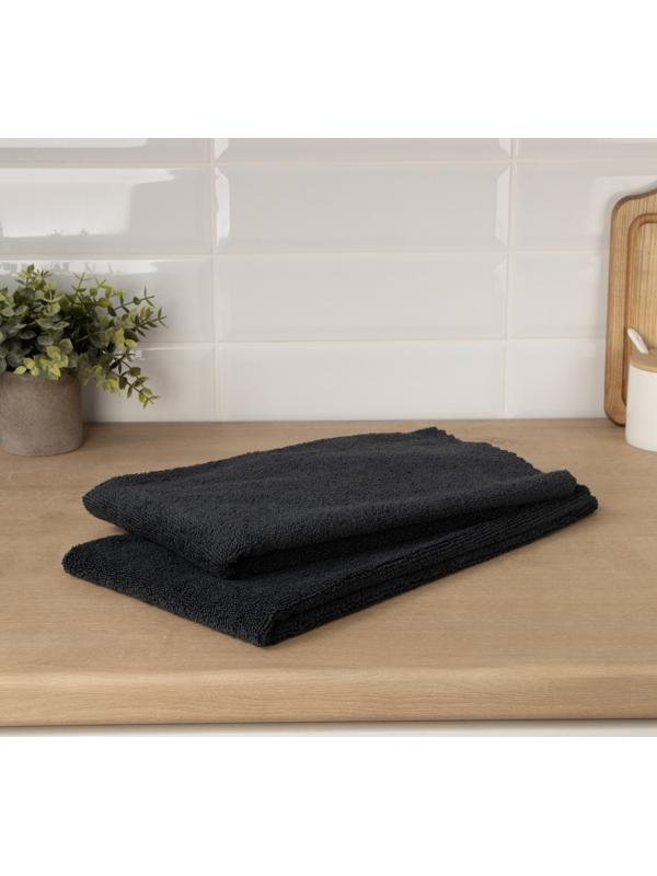 Тряпка для пола Raccoon, 220 г/м², 60×80 см, микрофибра, ультразвуковая обработка края, 2 шт, черная