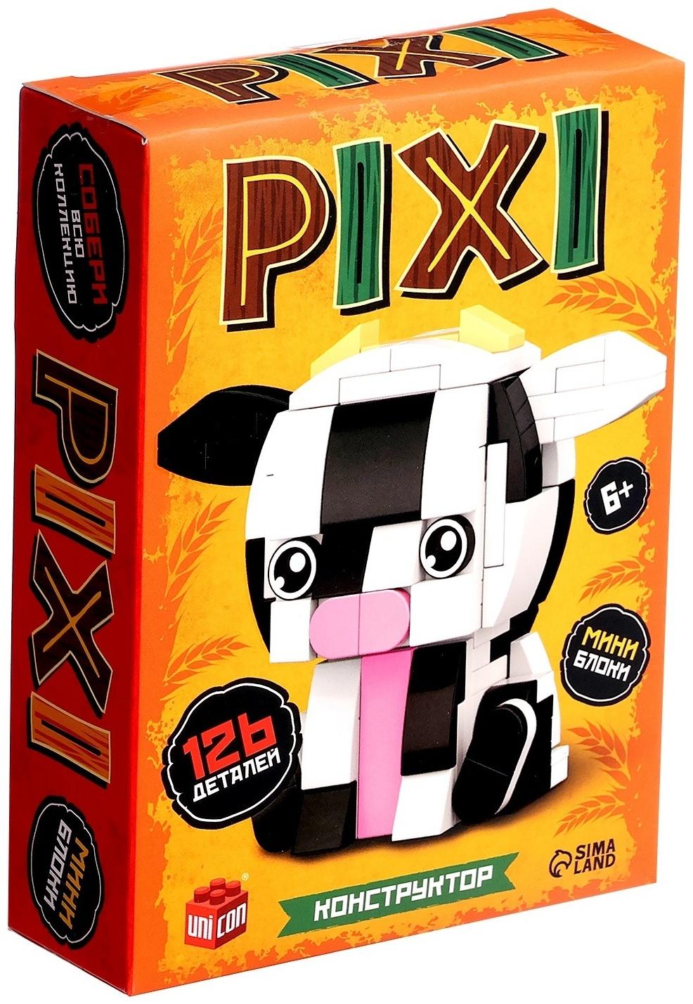 Конструктор блочный «PIXI. Коровка», животные, мини блоки, 126 деталей