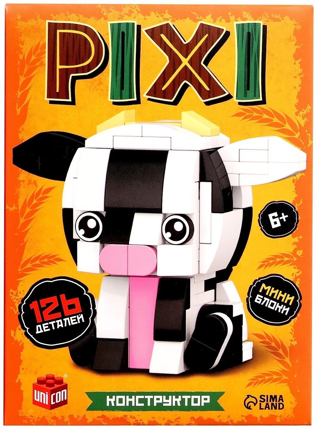 Конструктор блочный «PIXI. Коровка», животные, мини блоки, 126 деталей