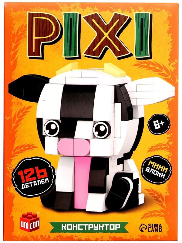 Конструктор блочный «PIXI. Коровка», животные, мини блоки, 126 деталей