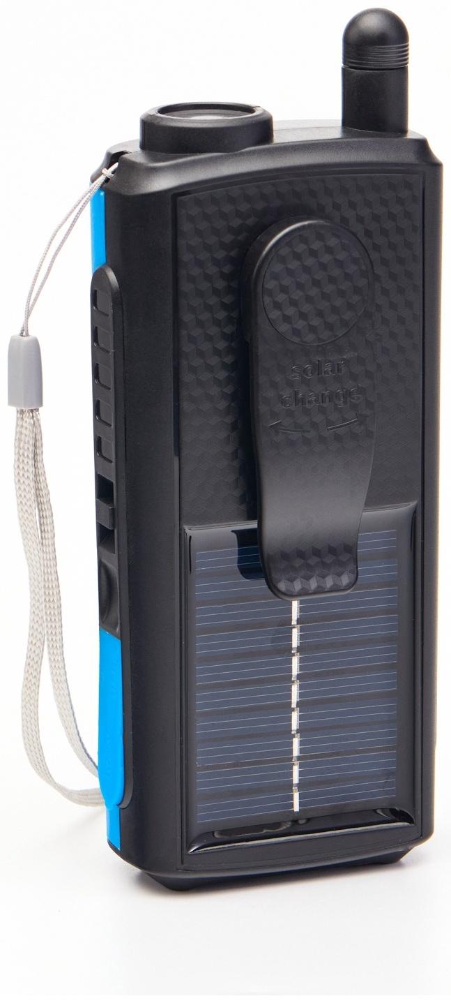 Портативная колонка, радио, фонарь, АКБ 1500 мАч, с солнечной батареей, синий