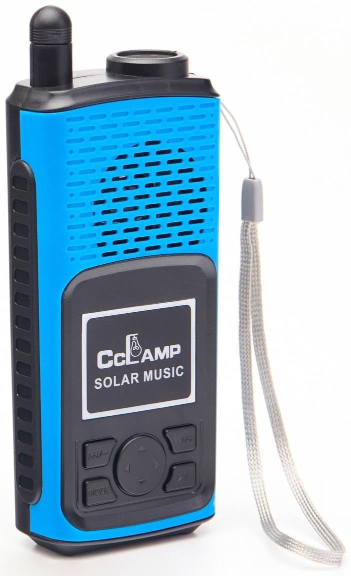 Портативная колонка, радио, фонарь, АКБ 1500 мАч, с солнечной батареей, синий