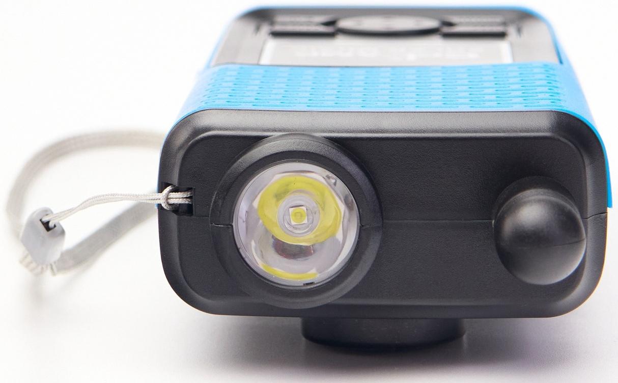 Портативная колонка, радио, фонарь, АКБ 1500 мАч, с солнечной батареей, синий