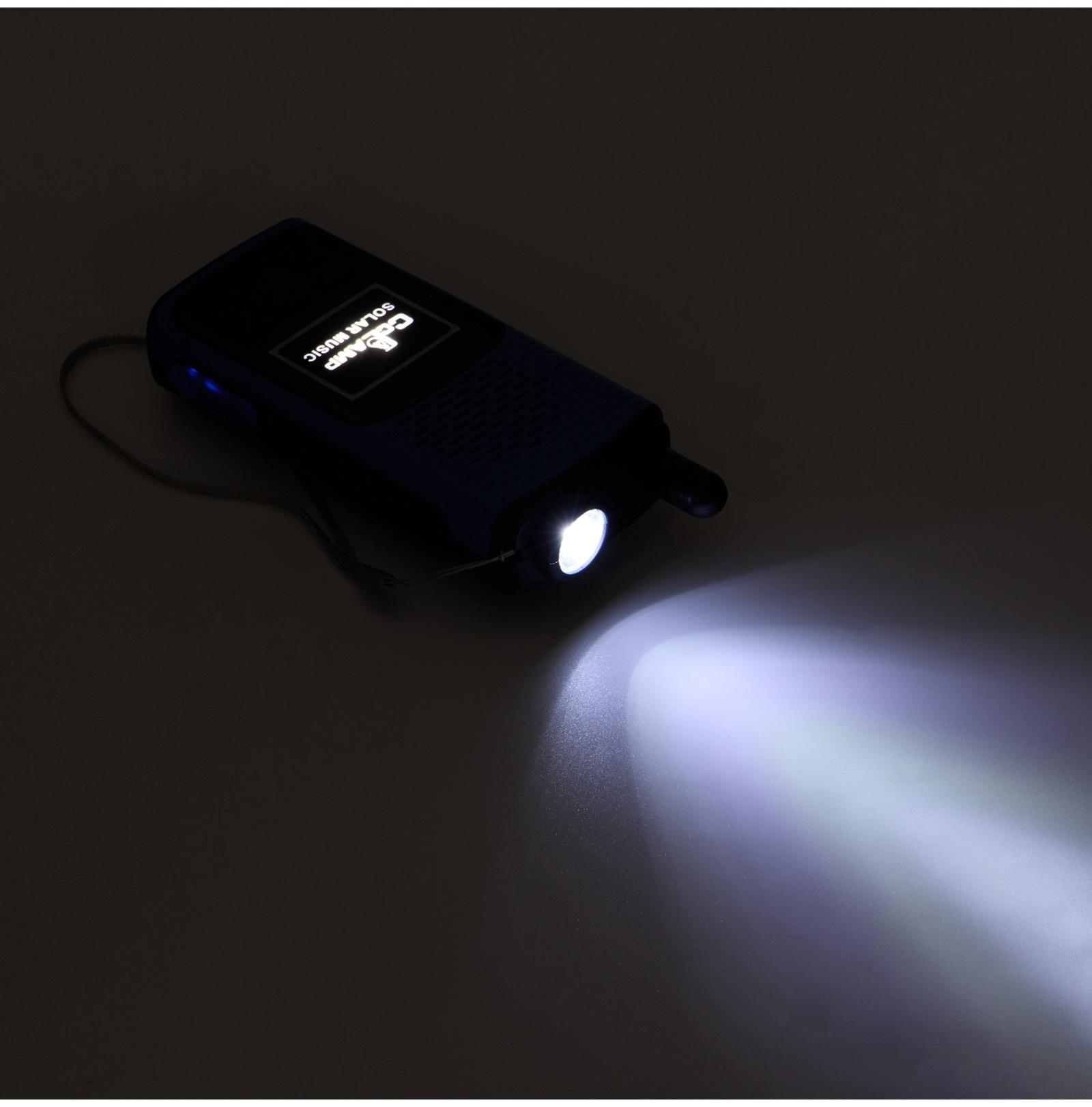 Портативная колонка, радио, фонарь, АКБ 1500 мАч, с солнечной батареей, синий