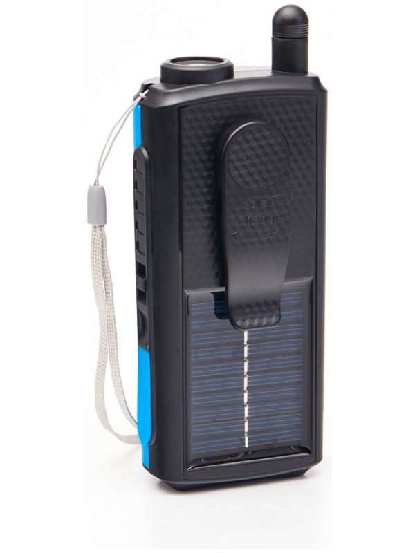 Портативная колонка, радио, фонарь, АКБ 1500 мАч, с солнечной батареей, синий