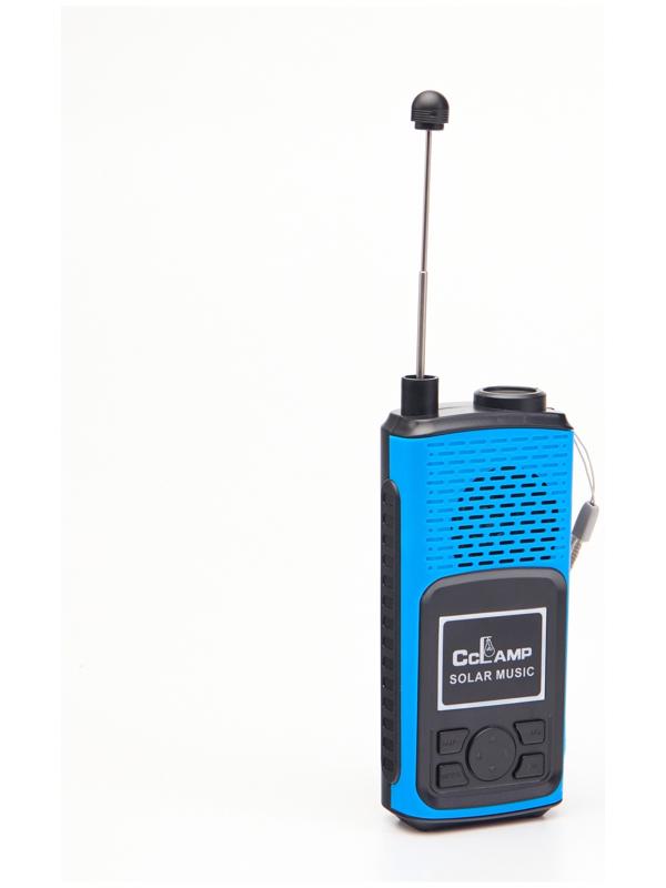 Портативная колонка, радио, фонарь, АКБ 1500 мАч, с солнечной батареей, синий