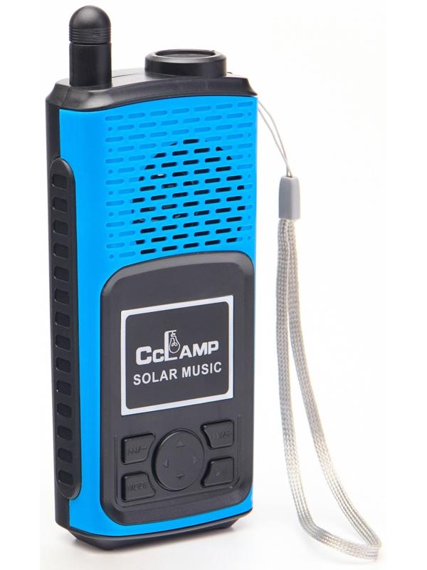 Портативная колонка, радио, фонарь, АКБ 1500 мАч, с солнечной батареей, синий