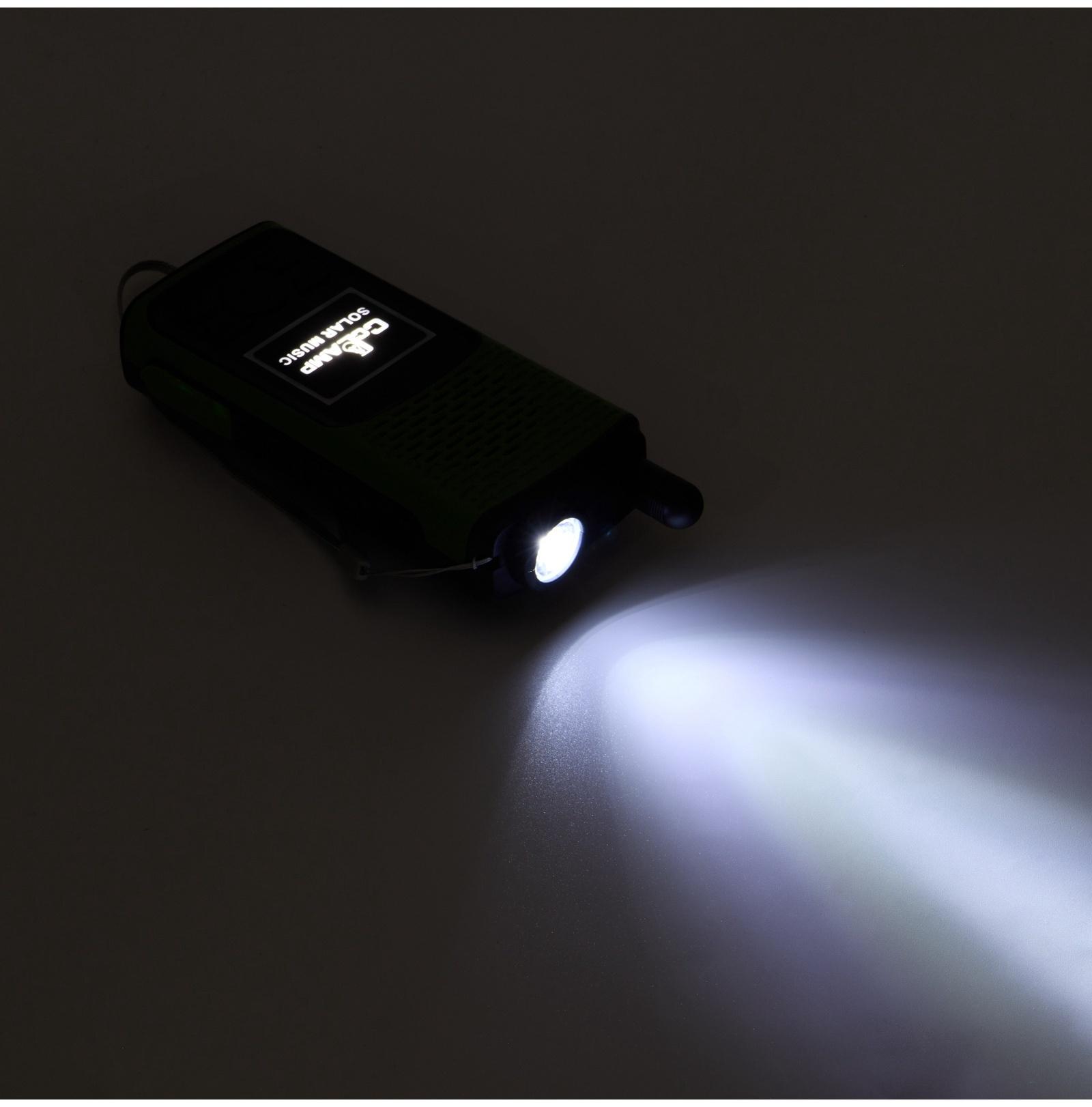 Портативная колонка, радио, фонарь, АКБ 1500 мАч, с солнечной батареей, зелёный