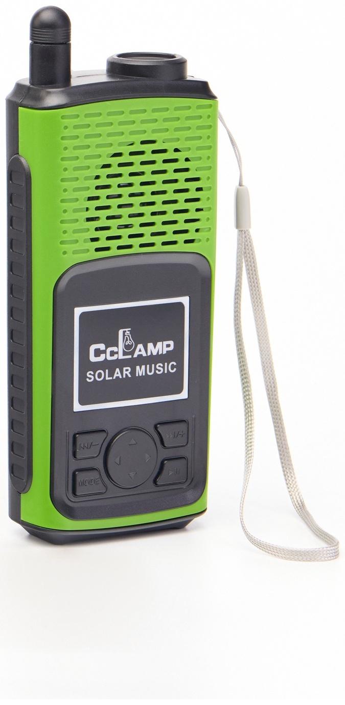 Портативная колонка, радио, фонарь, АКБ 1500 мАч, с солнечной батареей, зелёный