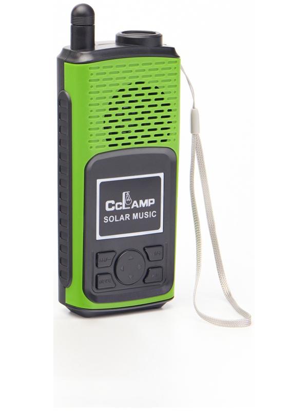 Портативная колонка, радио, фонарь, АКБ 1500 мАч, с солнечной батареей, зелёный