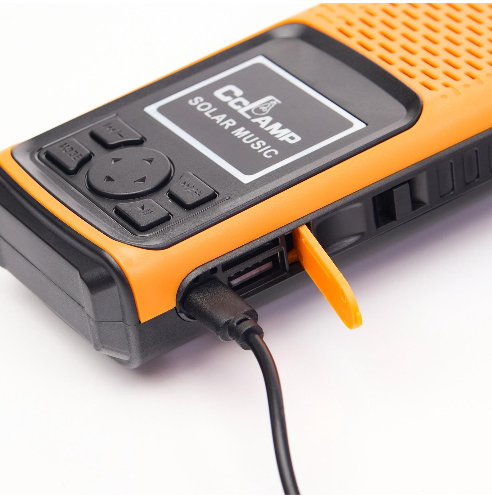 Портативная колонка, радио, фонарь, АКБ 1500 мАч, с солнечной батареей, оранжевый
