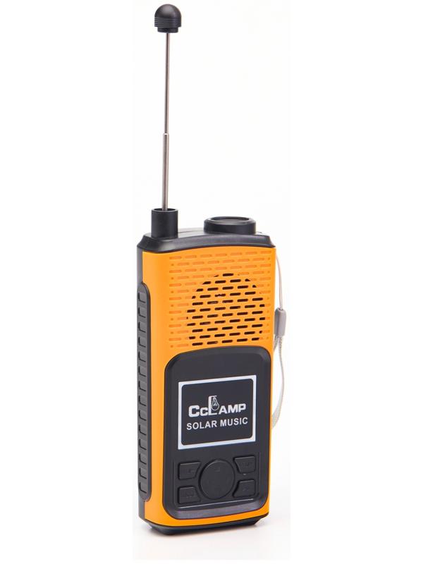 Портативная колонка, радио, фонарь, АКБ 1500 мАч, с солнечной батареей, оранжевый