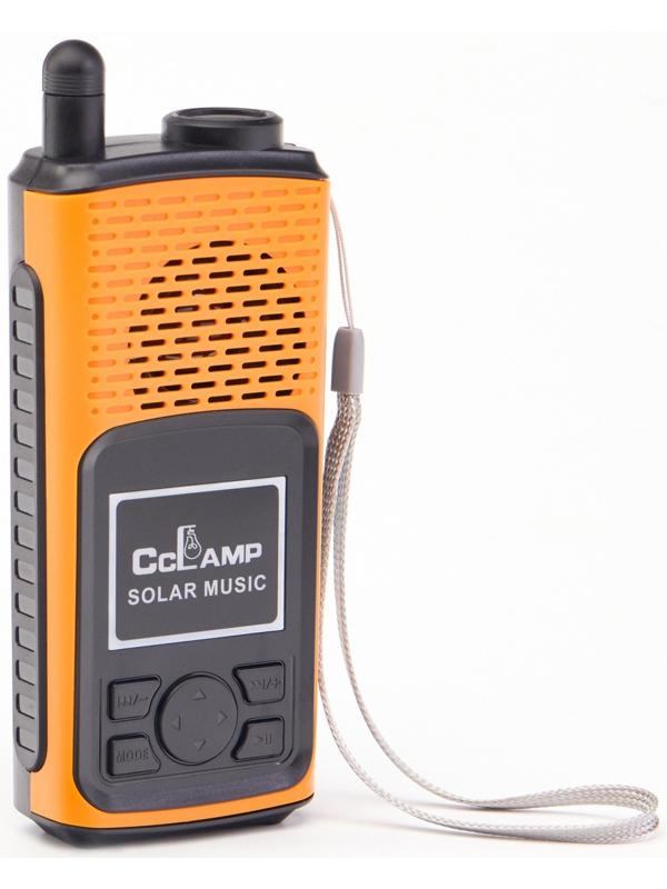 Портативная колонка, радио, фонарь, АКБ 1500 мАч, с солнечной батареей, оранжевый