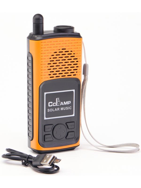 Портативная колонка, радио, фонарь, АКБ 1500 мАч, с солнечной батареей, оранжевый