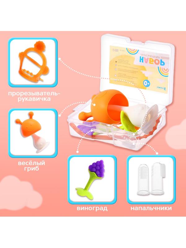 Набор прорезывателей, щётка, прорезыватель на руку, фрукт, 4 шт.