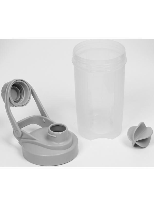 Шейкер спортивный для коктейлей, спортивного питания, 500 мл, Power, 18.5 х 11 см, серый